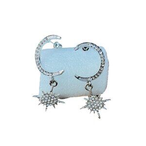 NEW Crescent Moon Star Rhinestone Embellished Earrings